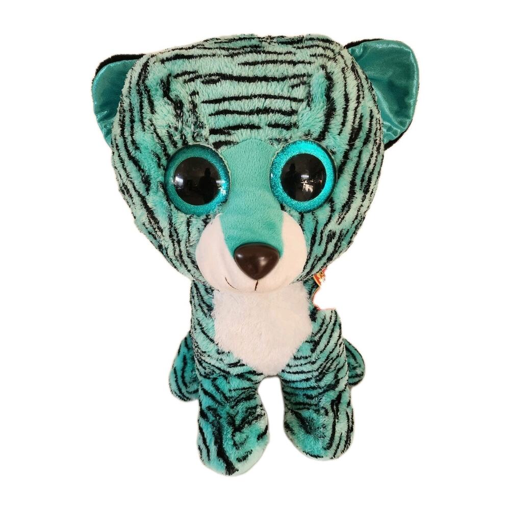 Ty Beanie Boos Justice Exclusive Tess The Tiger 16" Blue Large Plush 2015